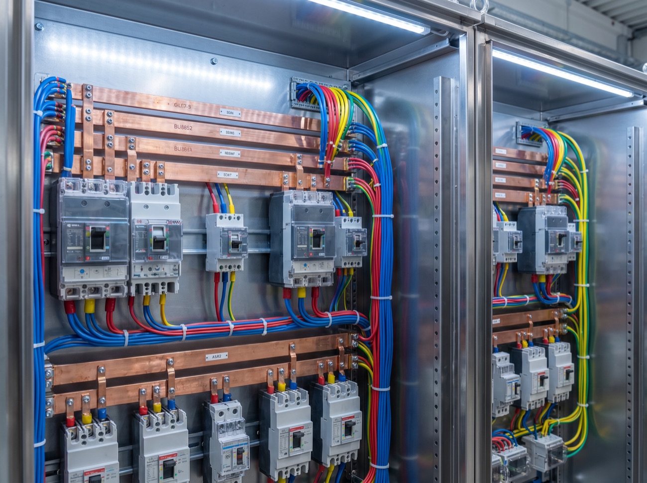 Neatly bracketed copper piping, ductwork and cable trays in a Platinum Buildex MEP installation