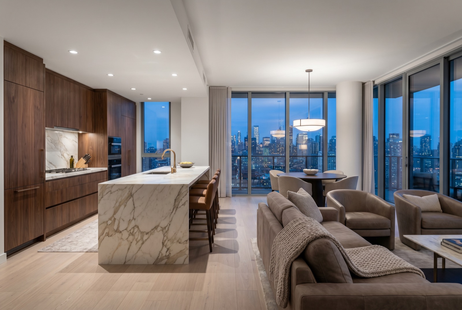 Luxury apartment interior with bespoke cabinetry
